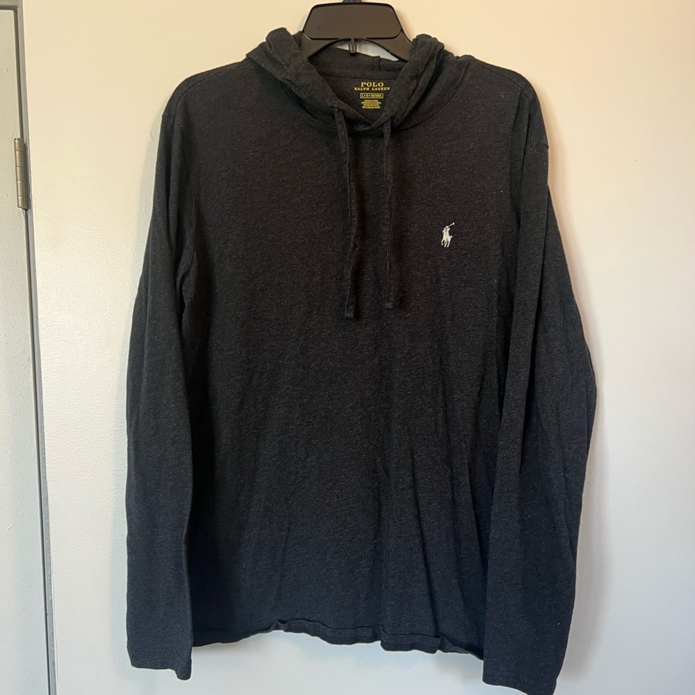 Large Men’s dark grey/charcoal POLO Ralph Lauren hooded long sleeve